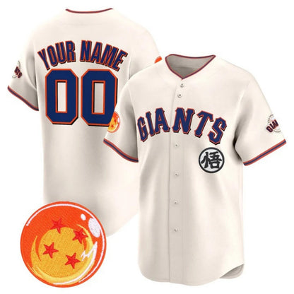 Custom San Francisco Giants x Dragon Ball Cream Vapor Premier Limited Jersey - All Stitched Baseball Jersey - Main View