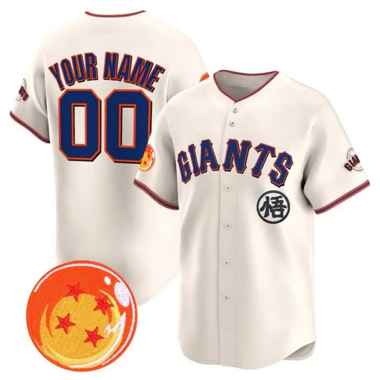 Custom San Francisco Giants x Dragon Ball Cream Vapor Premier Limited Jersey - All Stitched Baseball Jersey - Main View