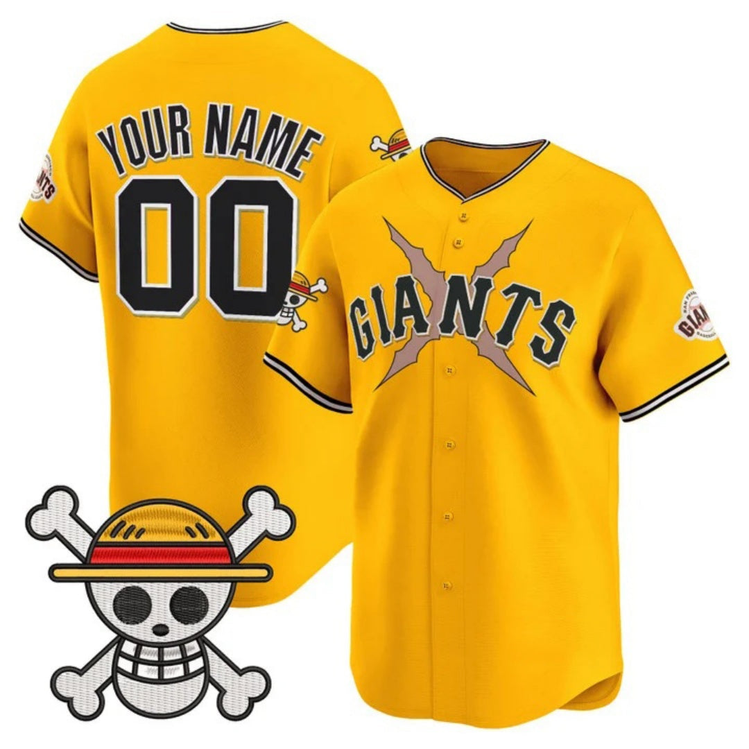 Custom San Francisco Giants x One Piece Gold Vapor Premier Limited Jersey - Stitched Baseball Jersey - Main View