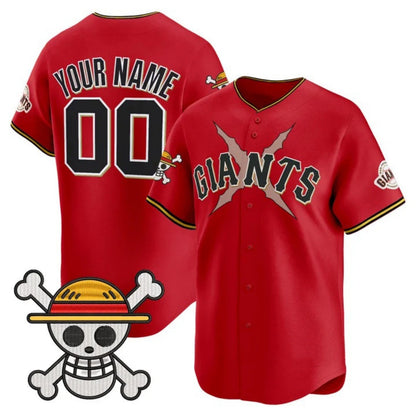 Custom San Francisco Giants x One Piece Red Vapor Premier Limited Jersey - Stitched Baseball Jersey - Main View