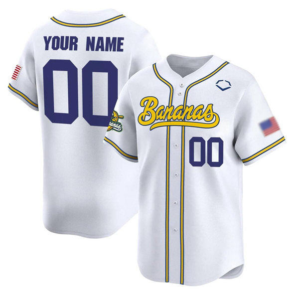Custom Savannah Bananas Active Player White Vapor Limited Stitched Baseball Jersey - Main View