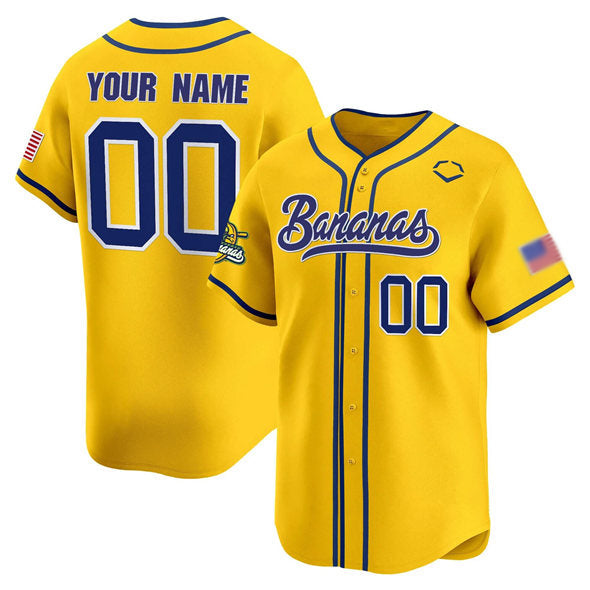 Custom Savannah Bananas Active Player Yellow Vapor Limited Stitched Baseball Jersey - Main View