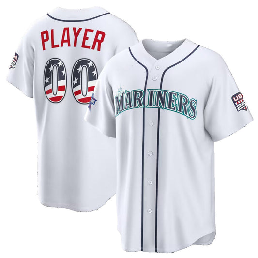 Custom Seattle Mariners 2026 All-Star Edition Stars & Stripes White Stadium Pick-A-Player Baseball Jersey - Main View