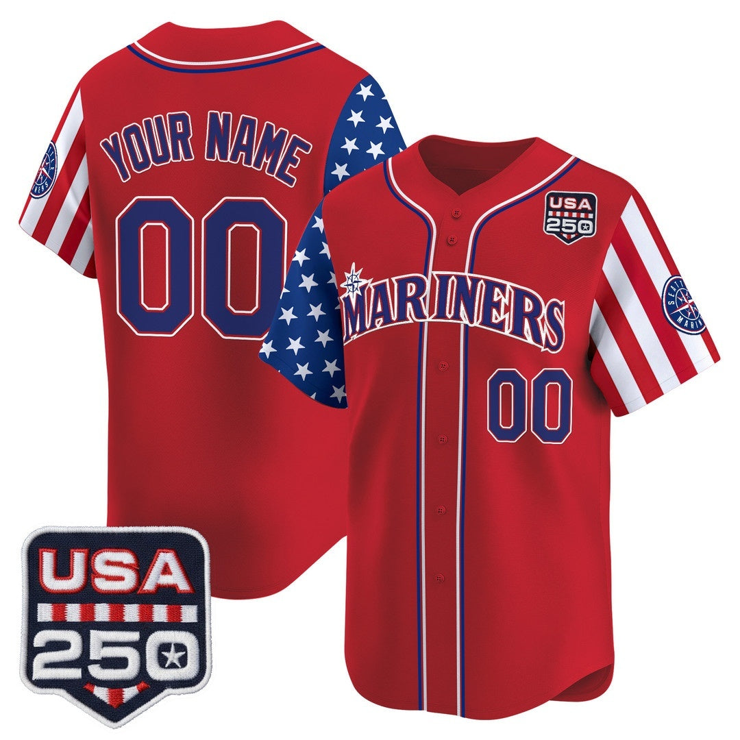 Custom Seattle Mariners  America 250 Edition Vapor Premier Limited Red Stitched Baseball Jersey - Main View