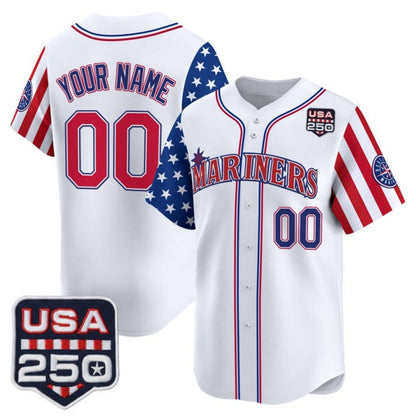 Custom Seattle Mariners  America 250 Edition Vapor Premier Limited White Stitched Baseball Jersey - Main View