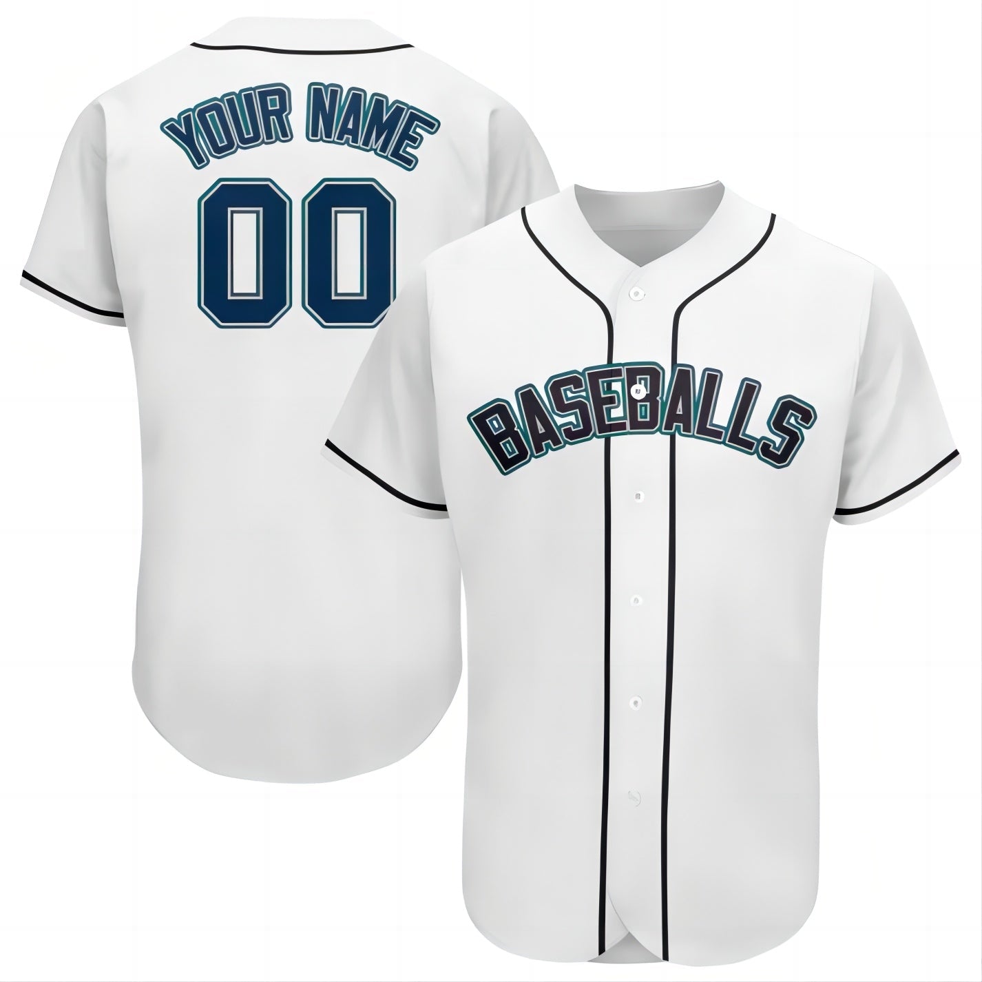 Baseball Jerseys Custom Seattle Mariners Stitched Personalized Button Down Baseball T Shirt - Main View
