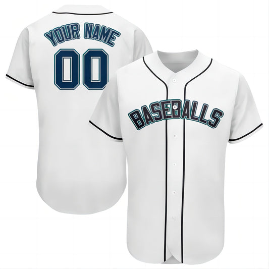 Baseball Jerseys Custom Seattle Mariners Stitched Personalized Button Down Baseball T Shirt - Main View