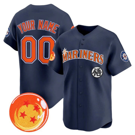 Custom Seattle Mariners x Dragon Ball Navy Vapor Premier Limited Jersey - All Stitched Baseball Jersey - Main View