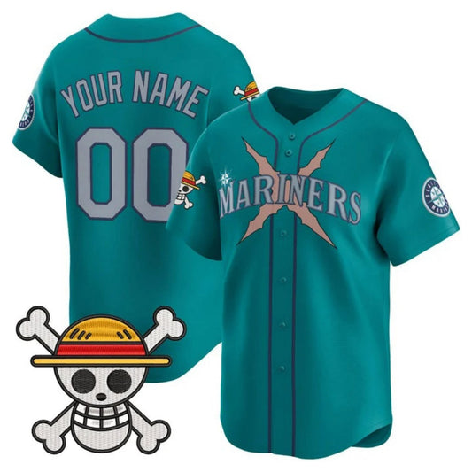 Custom Seattle Mariners x One Piece Teal Vapor Premier Limited Jersey - Stitched Baseball Jersey - Main View
