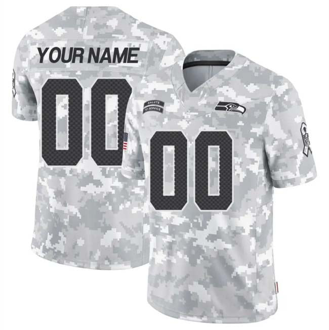 Custom S.Seahawks Active Player 2024 F.U.S.E Arctic Camo Salute To Service Limited Stitched Football Jersey - Main View