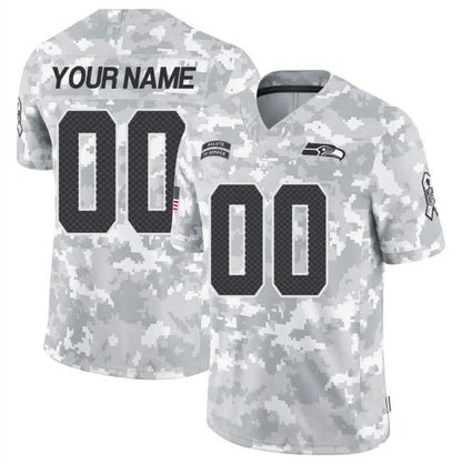 Custom S.Seahawks Active Player 2024 F.U.S.E Arctic Camo Salute To Service Limited Stitched Football Jersey - Main View