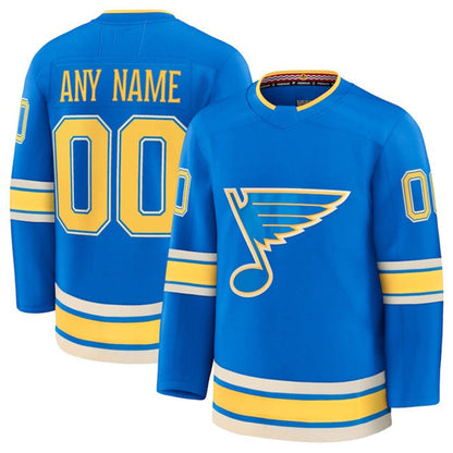 Custom St. L.Blues Active Player Blue 2024-25 Alternate Stitched American Hockey Jerseys - Main View