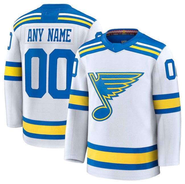 Custom St. L.Blues Active Player White 2024-25 Away Stitched American Hockey Jerseys - Main View