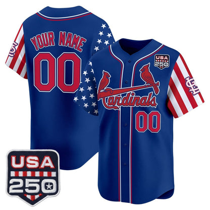 Custom St. Louis Cardinals America 250 Edition Vapor Premier Limited Royal Stitched Baseball Jersey - Main View