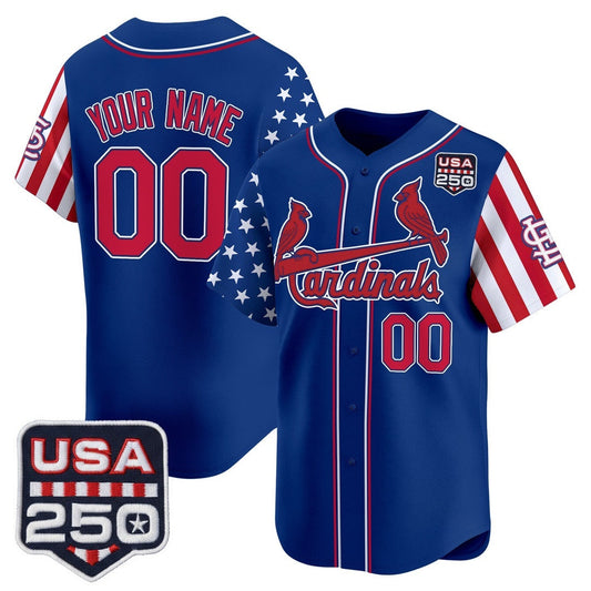 Custom St. Louis Cardinals America 250 Edition Vapor Premier Limited Royal Stitched Baseball Jersey - Main View