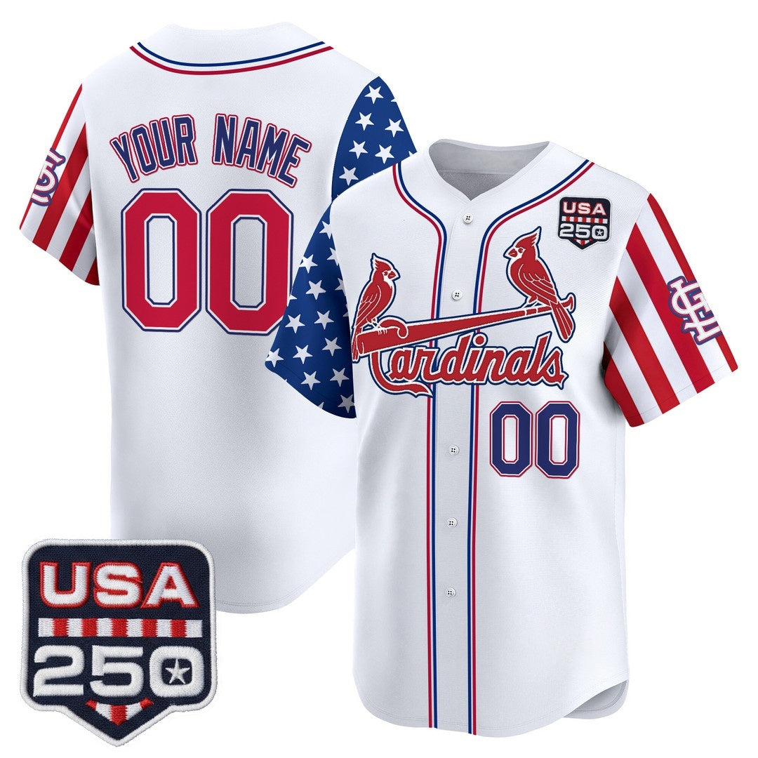 Custom St. Louis Cardinals America 250 Edition Vapor Premier Limited White Stitched Baseball Jersey - Main View