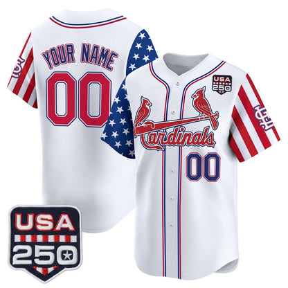 Custom St. Louis Cardinals America 250 Edition Vapor Premier Limited White Stitched Baseball Jersey - Main View