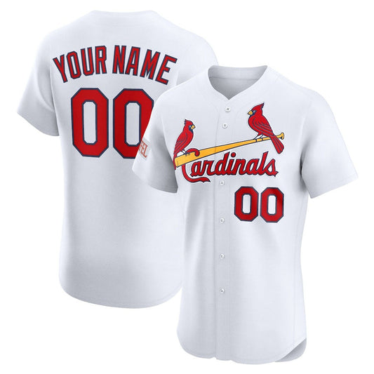 Custom St. Louis Cardinals Home Elite Sponsor Patch Jersey – White Stitched Baseball Jersey - Main View