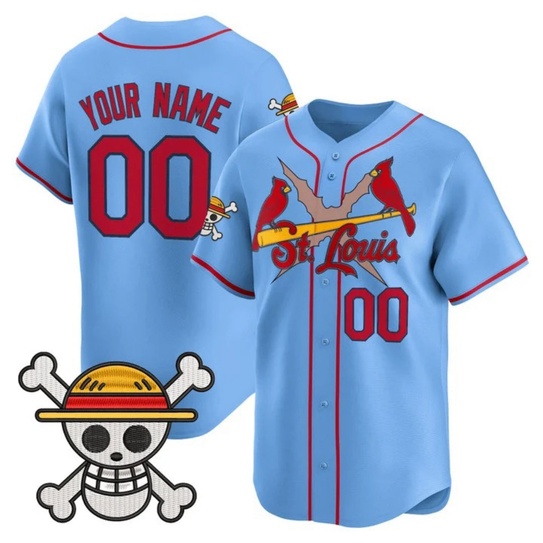 Custom St. Louis Cardinals x One Piece Blue Vapor Premier Limited Jersey - Stitched Baseball Jersey - Main View