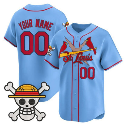 Custom St. Louis Cardinals x One Piece Blue Vapor Premier Limited Jersey - Stitched Baseball Jersey - Main View