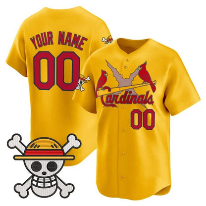 Custom St. Louis Cardinals x One Piece Gold Vapor Premier Limited Jersey - Stitched Baseball Jersey - Main View