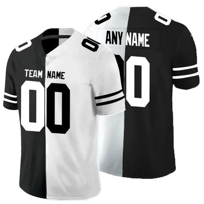 Custom L.Raiders Team Black And White Peaceful Coexisting Stitched American Football Jerseys - Main View