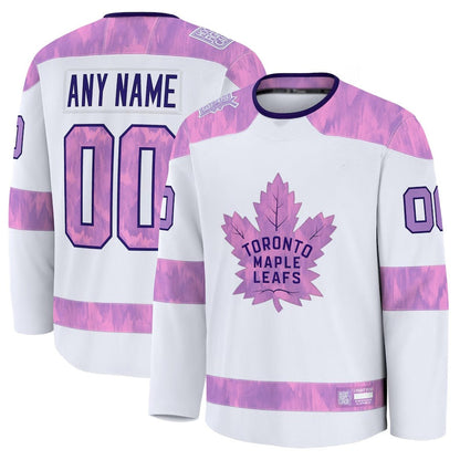 Custom T.Maple Leafs Fanatics 2024 Hockey Fights Cancer Practice Jersey - White Stitched American Hockey Jerseys - Main View