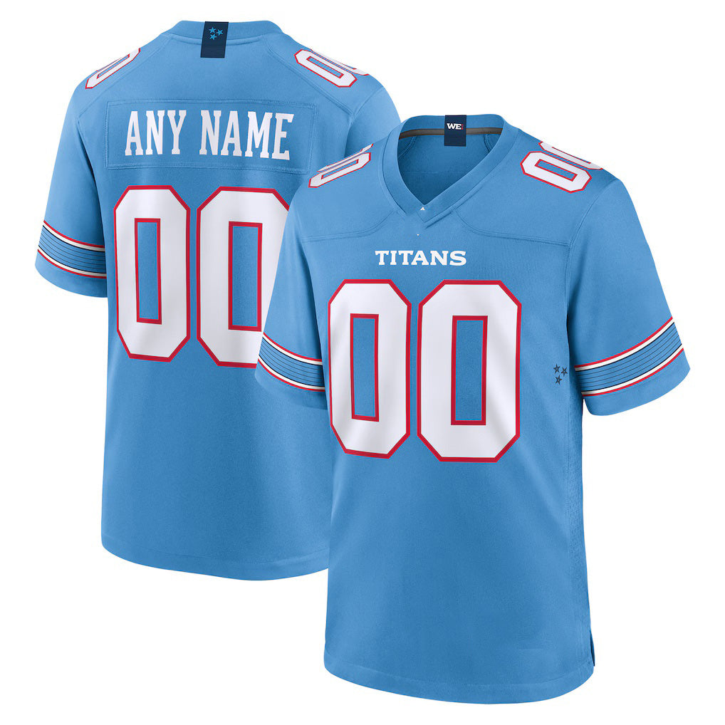 Custom T.Titans Light Blue Game Stitched American Football Jersey - Main View