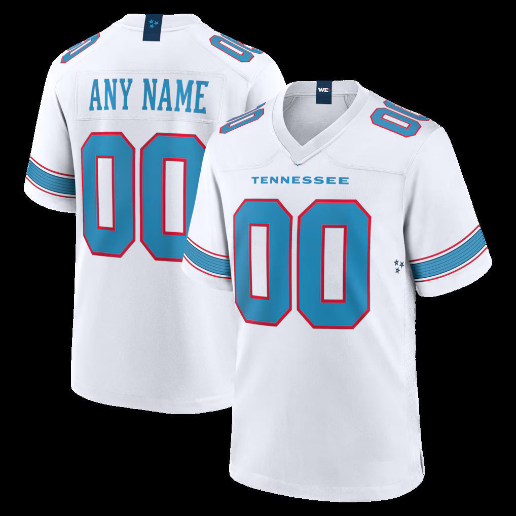 Custom T.Titans White Game Stitched American Football Jersey - Main View