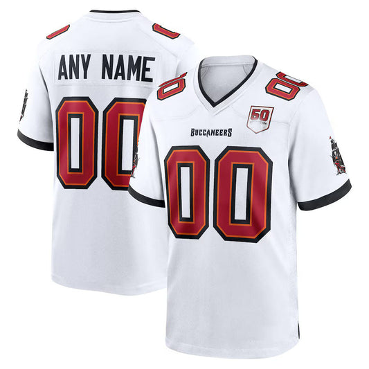 Custom TB.Buccaneers White 50th Anniversary Game Stitched American Football Jerseys - Main View