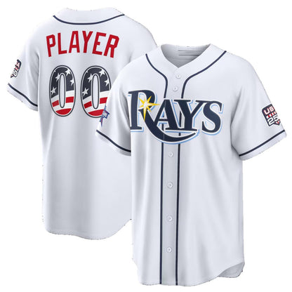 Custom Tampa Bay Rays 2026 All-Star Edition Stars & Stripes White Stadium Pick-A-Player Baseball Jersey - Main View