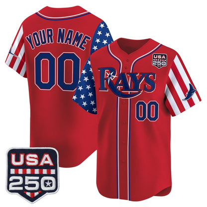 Custom Tampa Bay Rays America 250 Edition Vapor Premier Limited Red Stitched Baseball Jersey - Main View