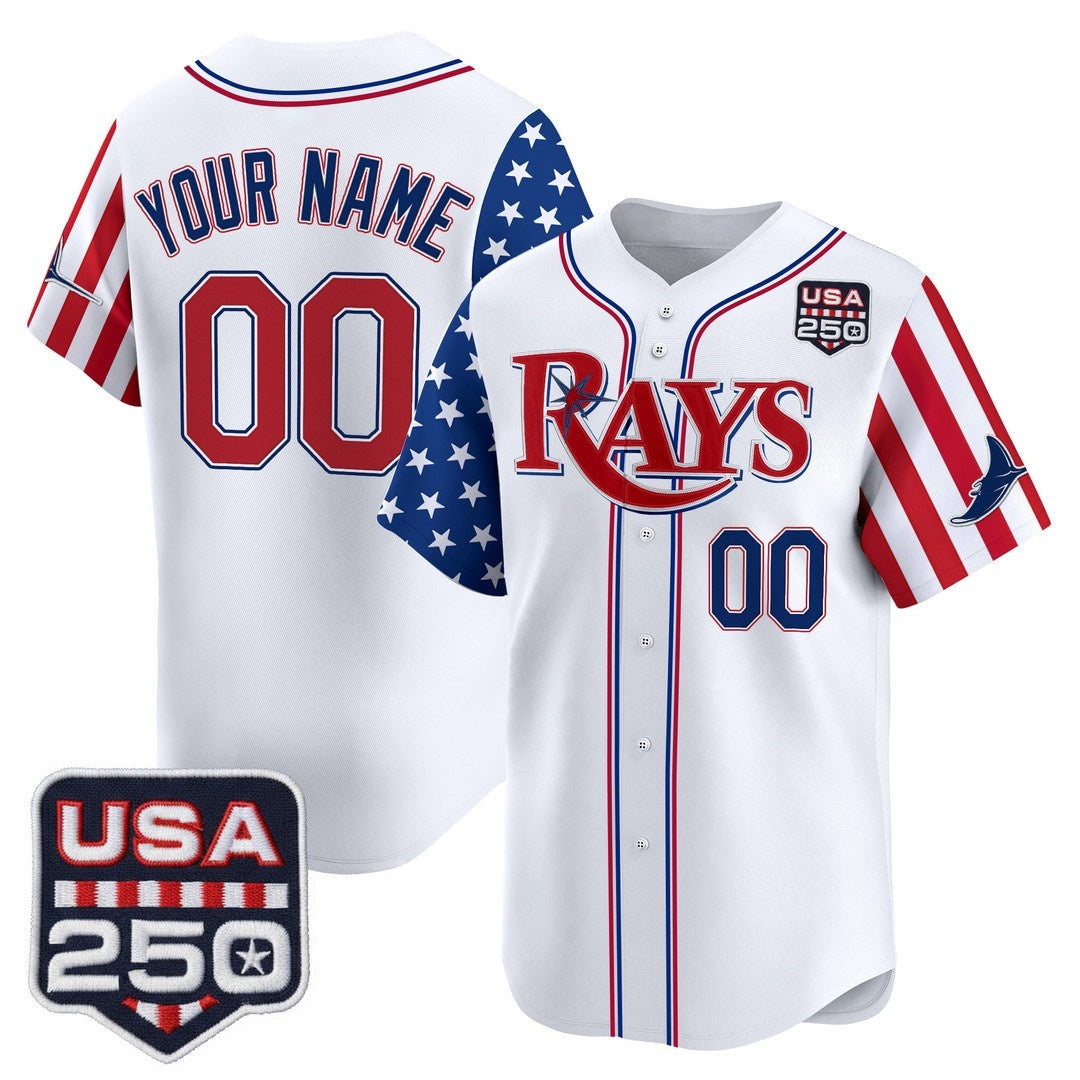 Custom Tampa Bay Rays America 250 Edition Vapor Premier Limited White Stitched Baseball Jersey - Main View