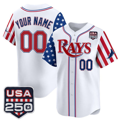 Custom Tampa Bay Rays America 250 Edition Vapor Premier Limited White Stitched Baseball Jersey - Main View