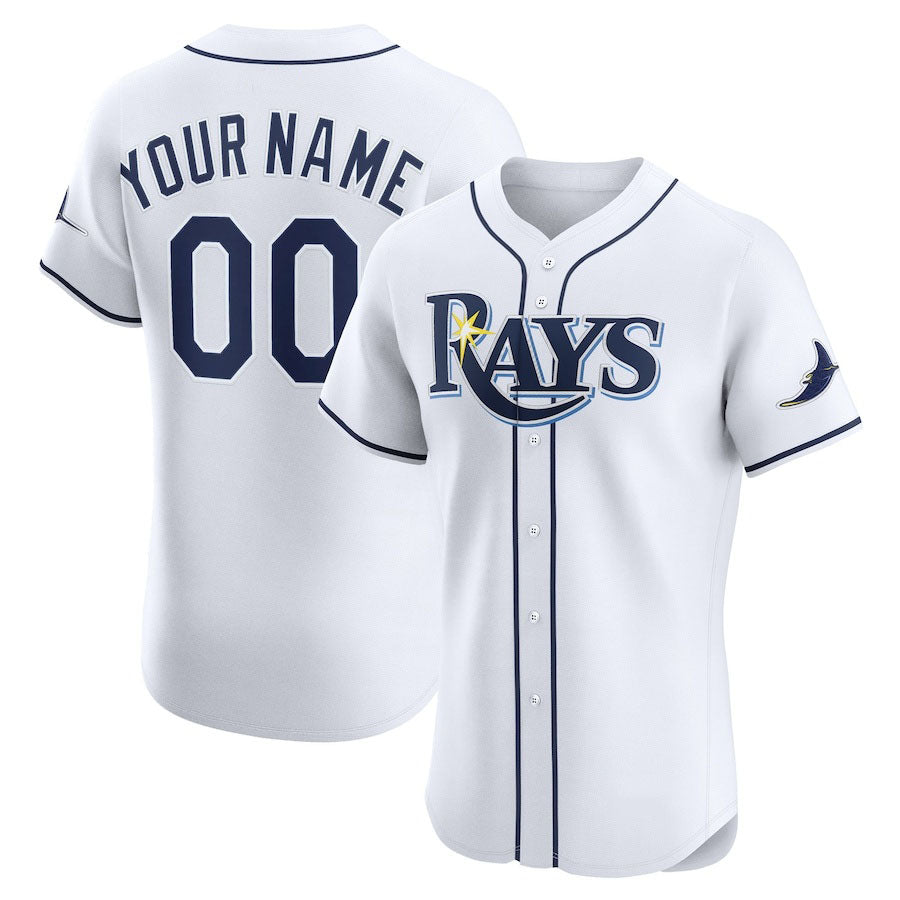 Custom Tampa Bay Rays Home Elite Jersey – White Stitched Baseball Jersey - Main View