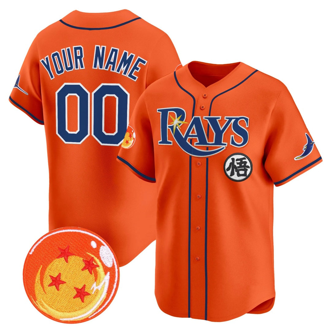 Custom Tampa Bay Rays x Dragon Ball Orange Vapor Premier Limited Jersey - All Stitched Baseball Jersey - Main View