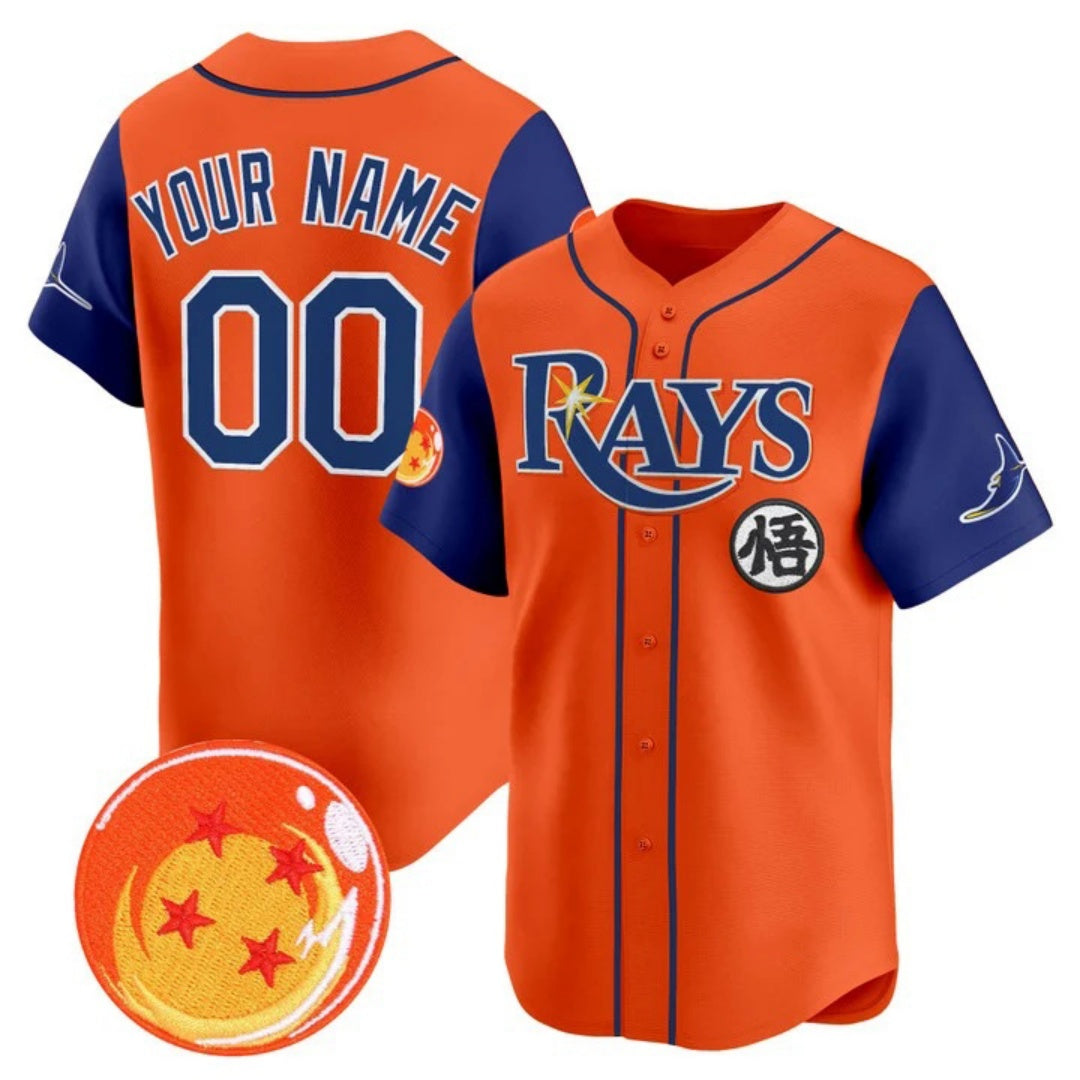 Custom Tampa Bay Rays x Dragon Ball Royal Orange Vapor Premier Limited Jersey - All Stitched Baseball Jersey - Main View