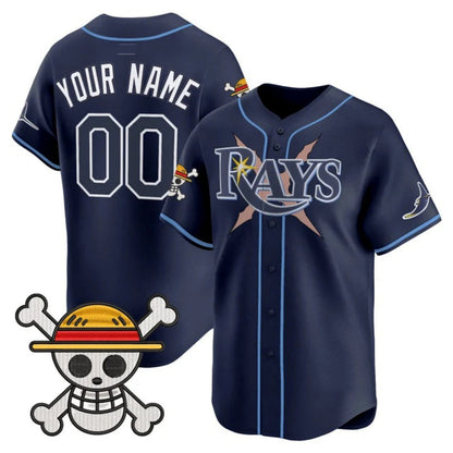 Custom Tampa Bay Rays x One Piece Navy Vapor Premier Limited Jersey - Stitched Baseball Jersey - Main View