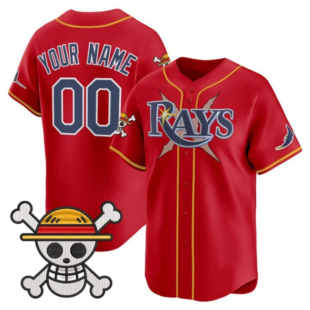 Custom Tampa Bay Rays x One Piece Red Vapor Premier Limited Jersey - Stitched Baseball Jersey - Main View
