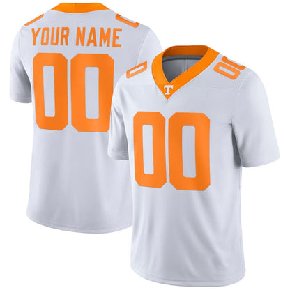 Custom T.Volunteers Football Game Jersey - White College Jerseys - Main View