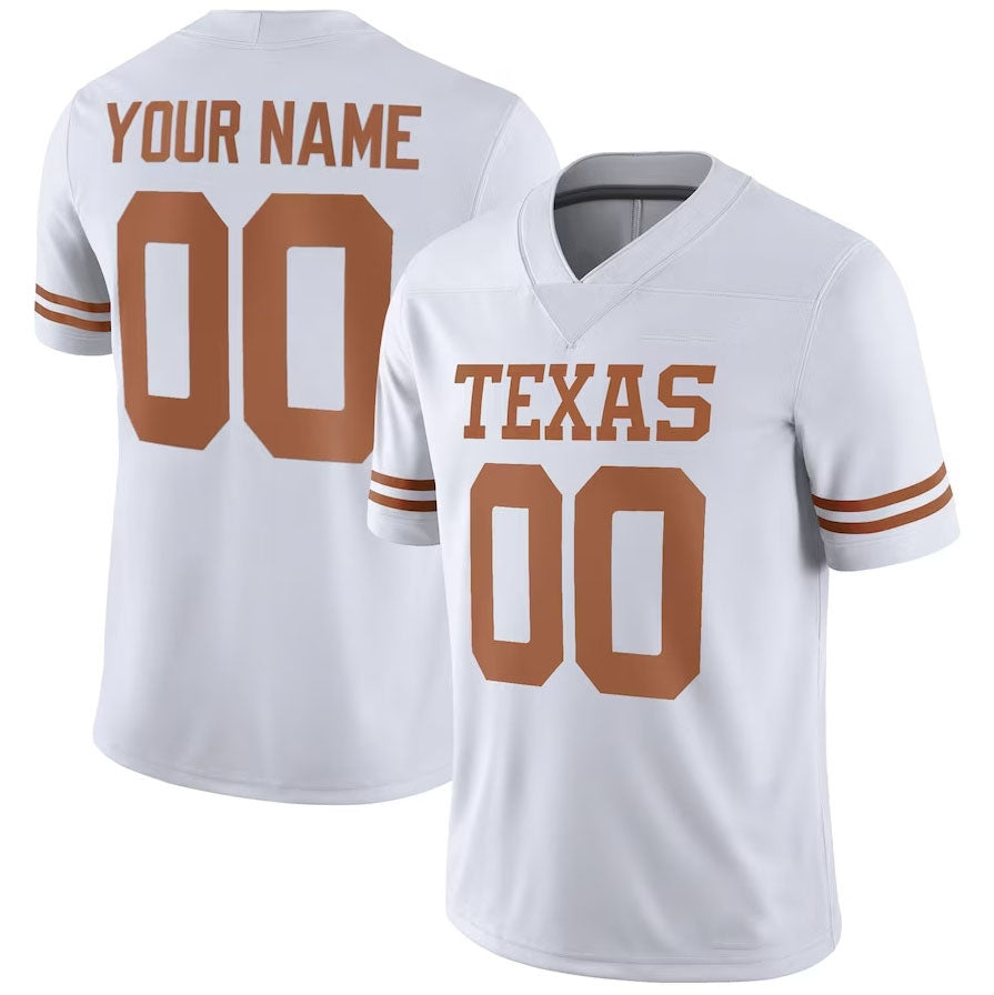 Custom T.Longhorns Football Custom Game Jersey - White American College Jerseys - Main View