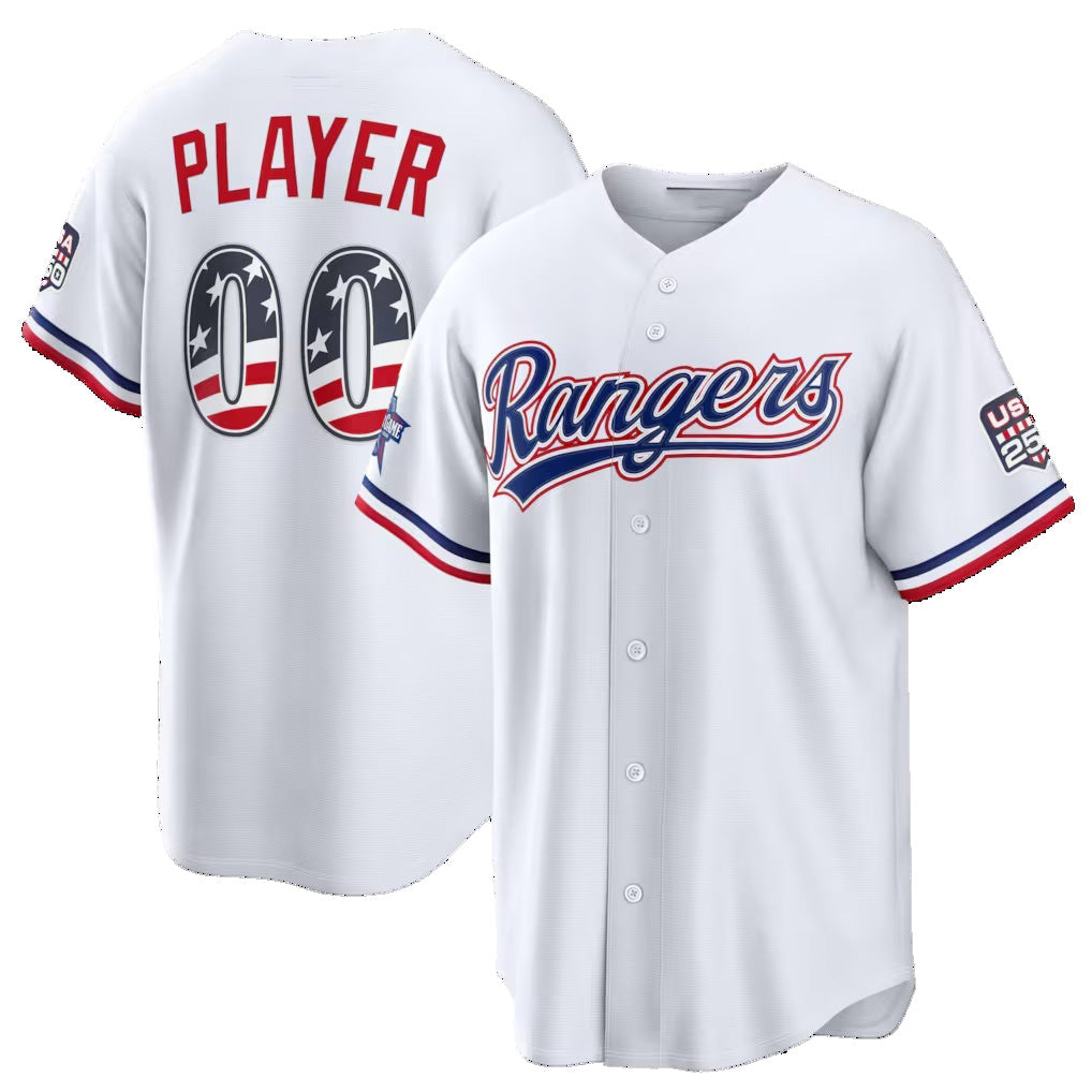 Custom Texas Rangers 2026 All-Star Edition Stars & Stripes White Stadium Pick-A-Player Baseball Jersey - Main View
