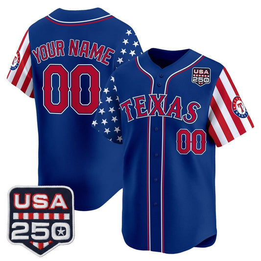 Custom Texas Rangers America 250 Edition Vapor Premier Limited Royal Stitched Baseball Jersey - Main View