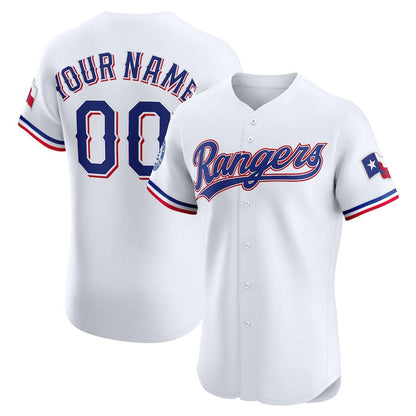 Custom Texas Rangers Home Elite Sponsor Patch Jersey – White Stitched Baseball Jersey - Main View