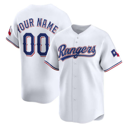 Custom Texas Rangers Home Limited Jersey - White Stitched Baseball Jersey - Main View