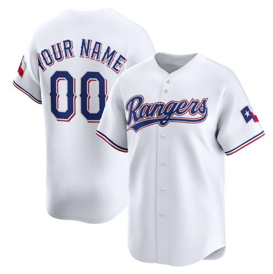Custom Texas Rangers Home Limited Jersey - White Stitched Baseball Jersey - Main View