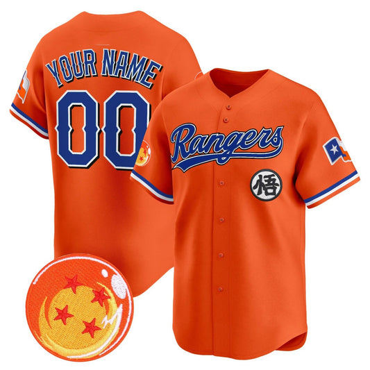 Custom Texas Rangers x Dragon Ball Orange Vapor Premier Limited Jersey - All Stitched Baseball Jersey - Main View