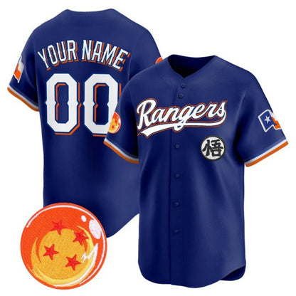 Custom Texas Rangers x Dragon Ball Royal Vapor Premier Limited Jersey - All Stitched Baseball Jersey - Main View