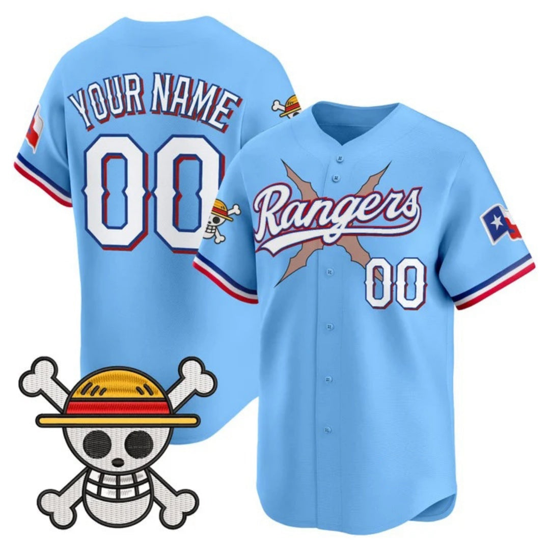 Custom Texas Rangers x One Piece Blue Vapor Premier Limited Jersey - Stitched Baseball Jersey - Main View