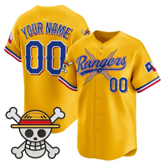 Custom Texas Rangers x One Piece Gold Vapor Premier Limited Jersey - Stitched Baseball Jersey - Main View